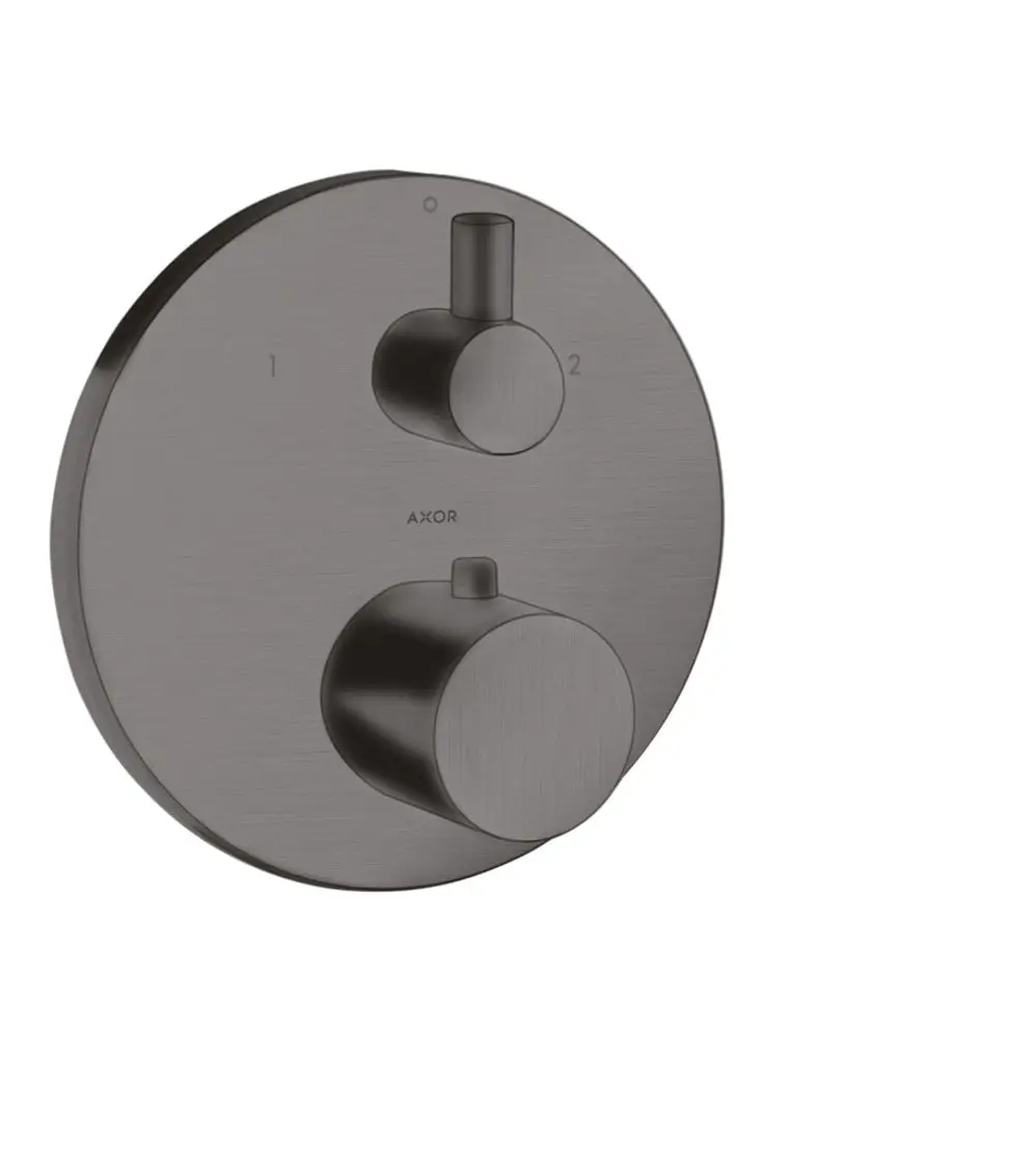 Thermostat zur Unterputzmontage mit zwei regulierbaren Ventilen in brushed black chrome, gefertigt von AXOR. 